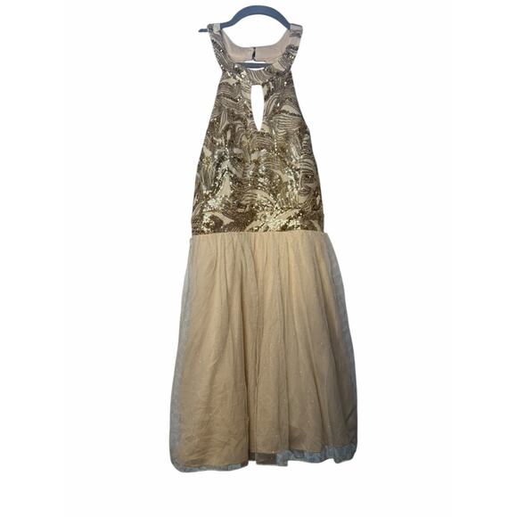 NWT Windsor Gold Sequin Halter Dress - Size 9 - Picture 3 of 16